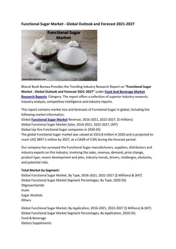functional sugar market global outlook