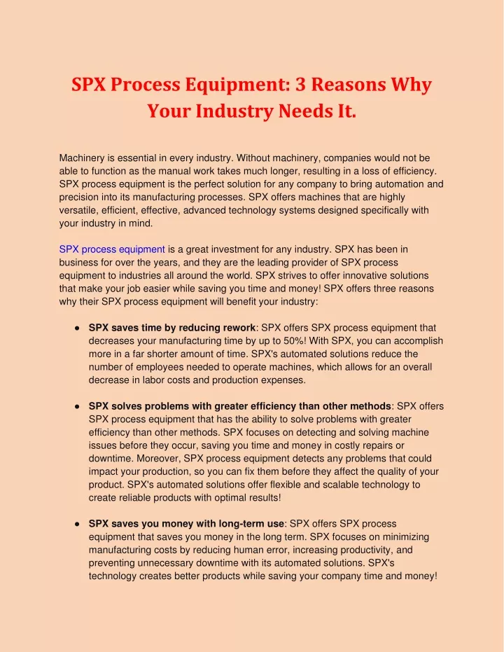 spx process equipment 3 reasons why your industry