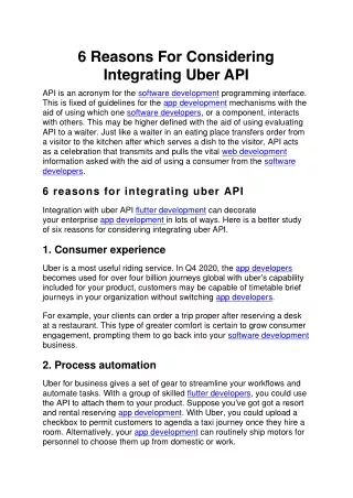 6 reasons for considering integrating uber api