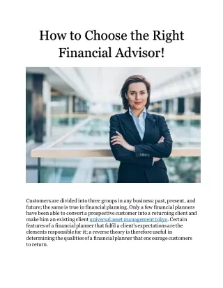 how to choose the right financial advisor