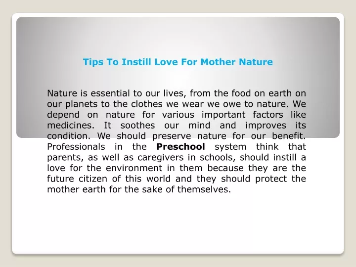 tips to instill love for mother nature