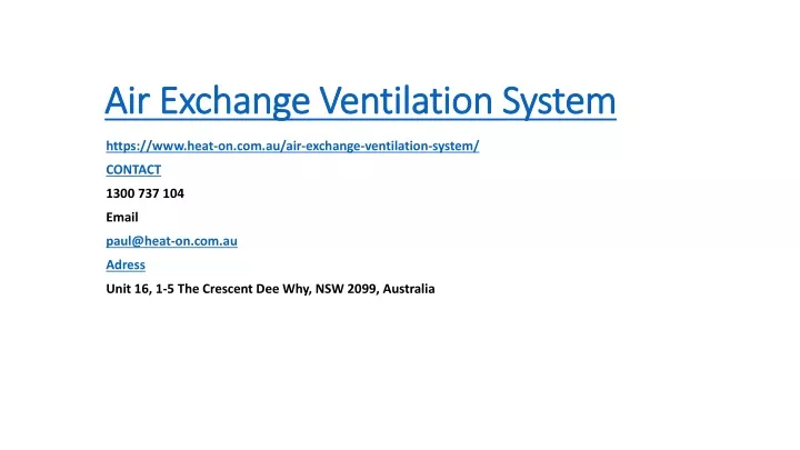 air exchange ventilation s ystem