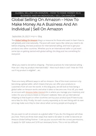 global selling on amazon how to make money