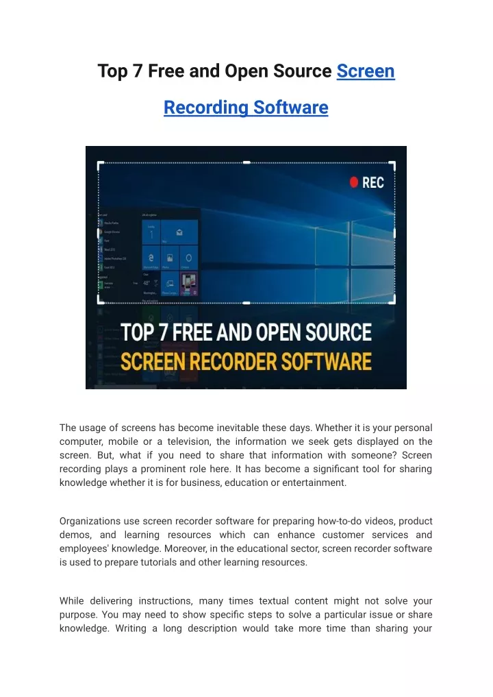 top 7 free and open source screen