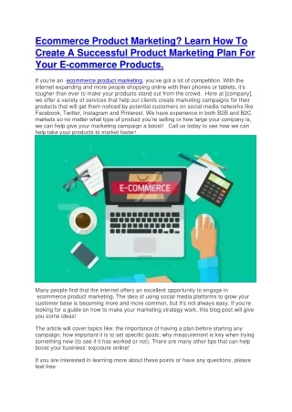ecommerce product marketing learn how to create