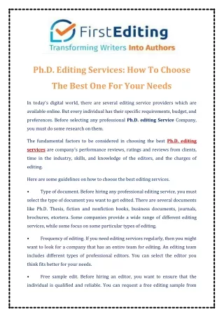 ph d editing services how to choose