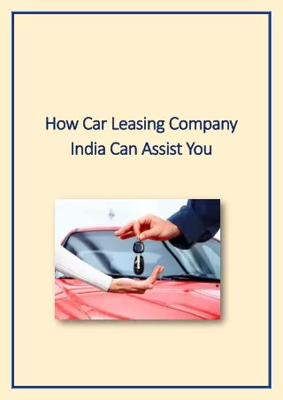 How Car Leasing Company India Can Assist You