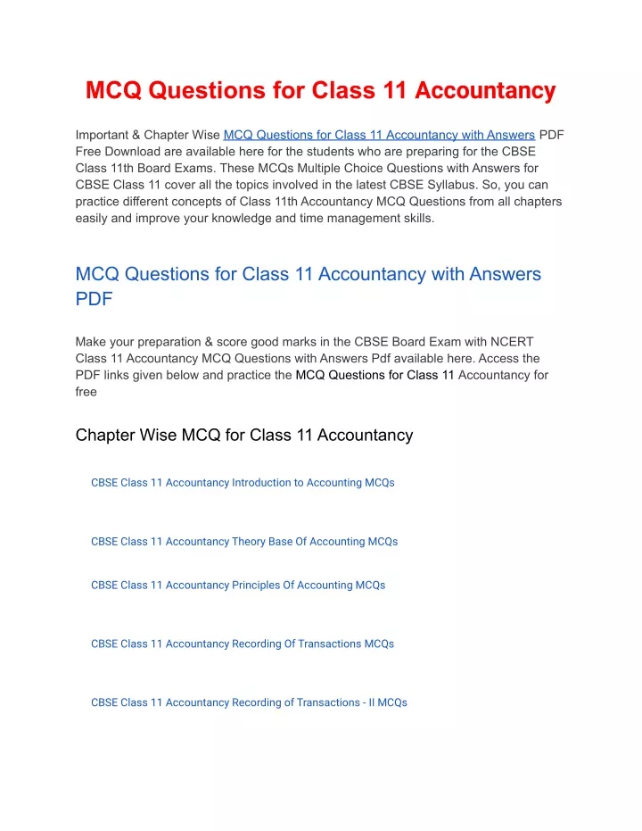 mcq questions for class 11 accountancy