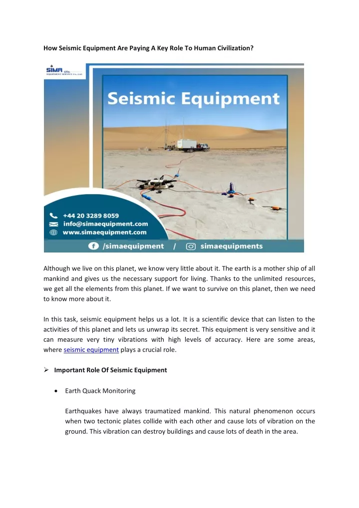 how seismic equipment are paying a key role