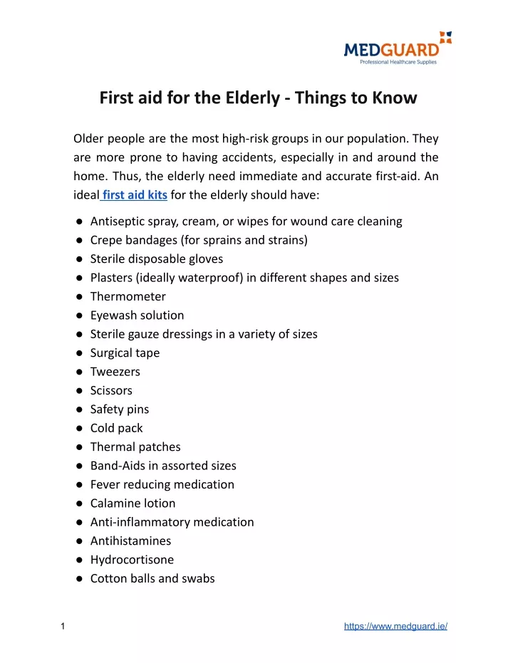 first aid for the elderly things to know