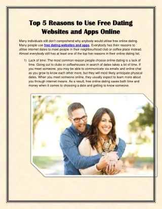 Top 5 Reasons to Use Free Dating Websites and Apps Online