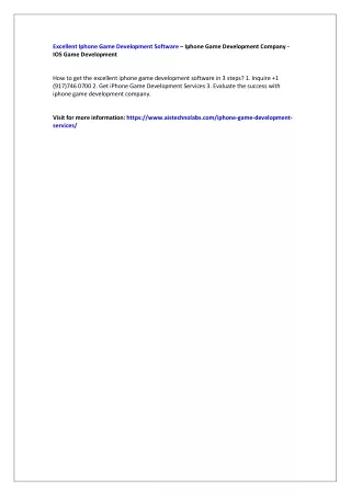 Excellent Iphone Game Development Software – Iphone Game Development Company