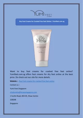 Buy Foot Creams for Cracked Free Feet Online | Yumifeet.com.sg