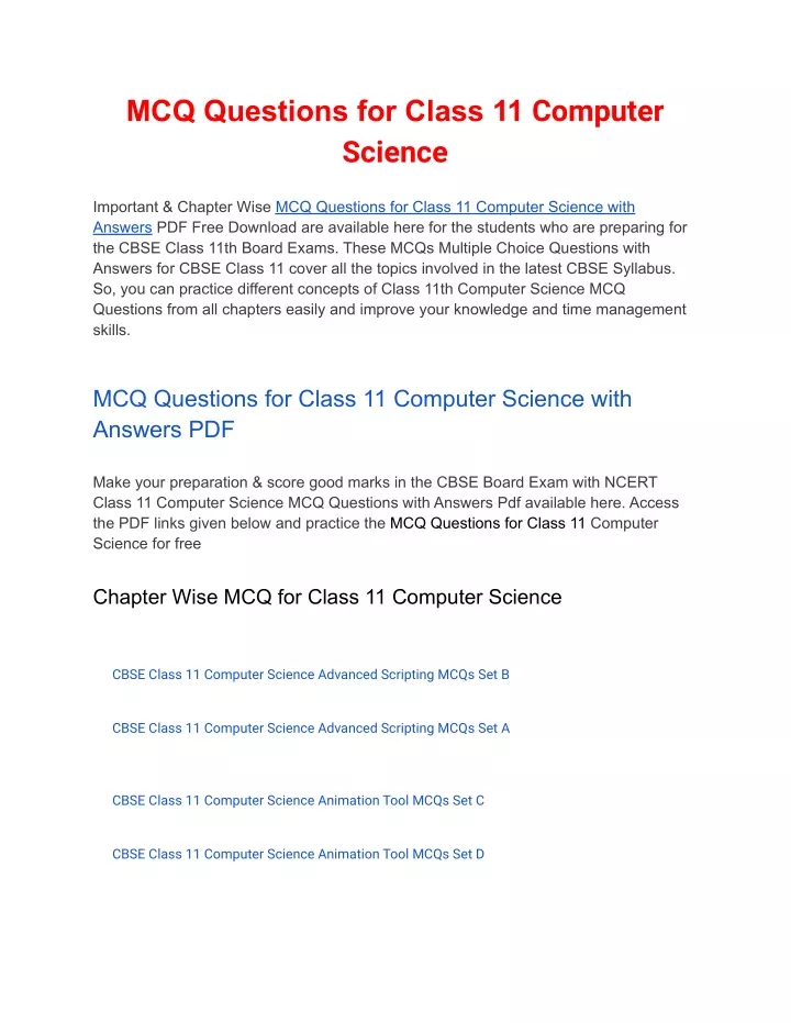 mcq questions for class 11 computer science