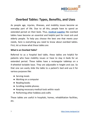 overbed tables types benefits and uses