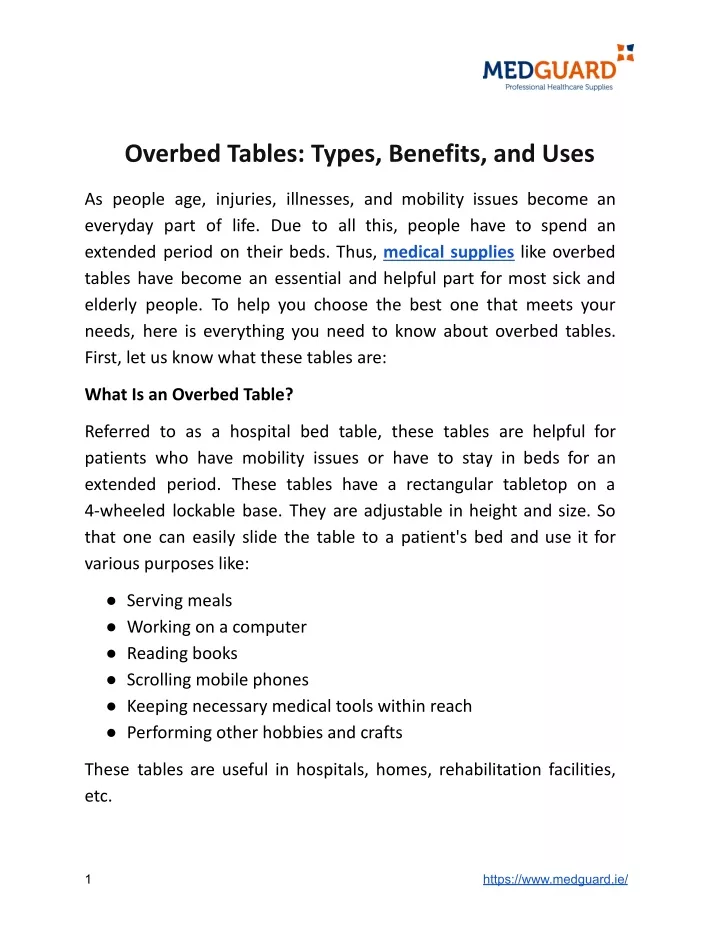 overbed tables types benefits and uses