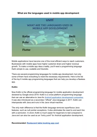 what are the languages used in mobile