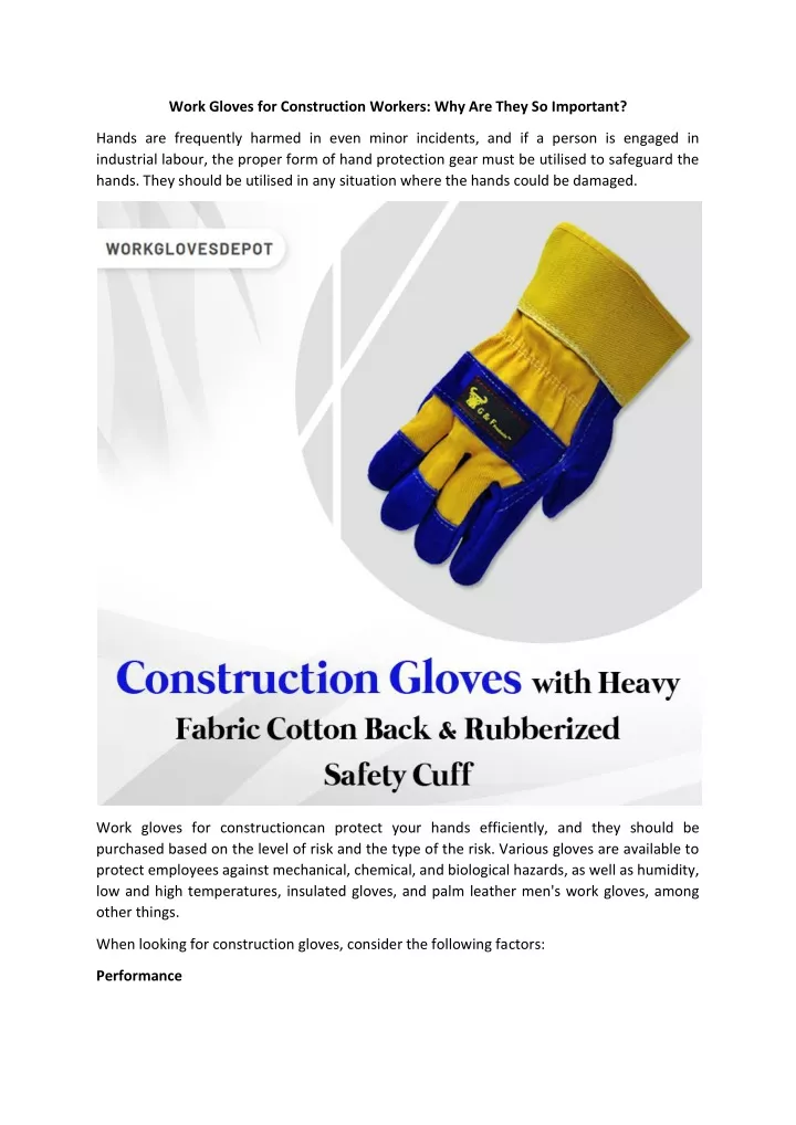 work gloves for construction workers why are they