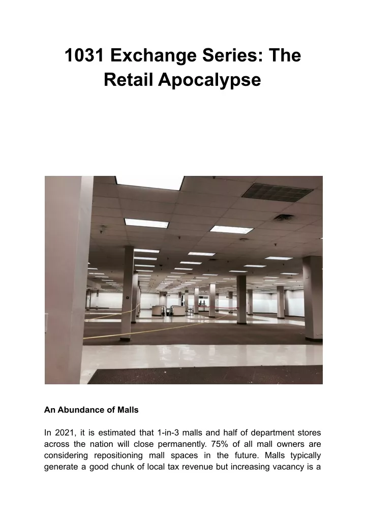 1031 exchange series the retail apocalypse