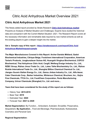 Citric Acid Anhydrous Market