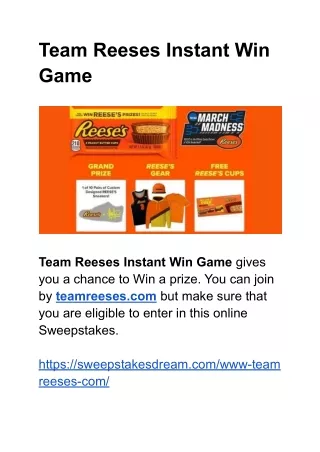 Team Reeses Instant Win Game