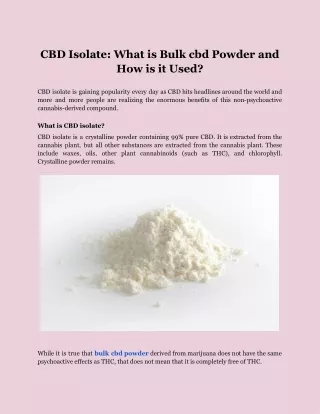 CBD Isolate_ What is Bulk cbd Powder and How is it Used