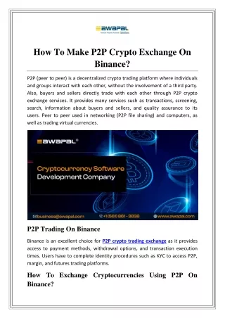 how to make p2p crypto exchange on binance