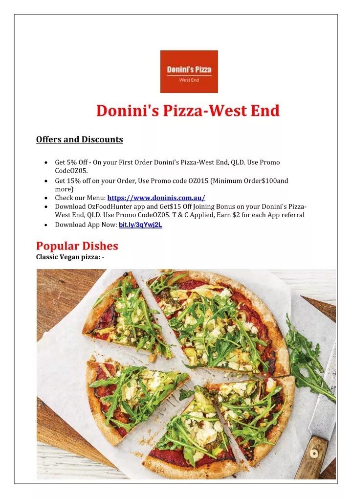 donini s pizza west end offers and discounts