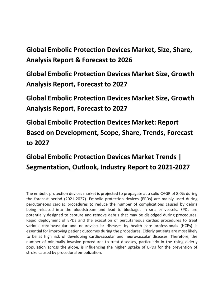 global embolic protection devices market size
