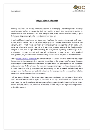 Freight Service Provider