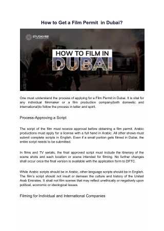 How to Get a Film Permit  in Dubai