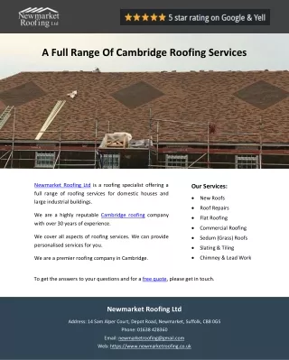 A Full Range Of Cambridge Roofing Services
