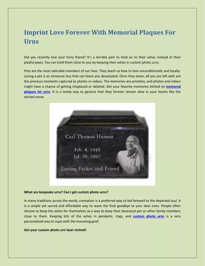 imprint love forever with memorial plaques