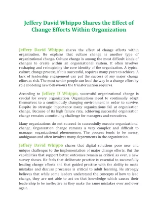 jeffery david whippo shares the effect of change