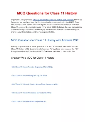 mcq questions for class 11 history