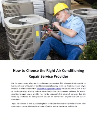 How to Choose the Right Air Conditioning Repair Service Provider