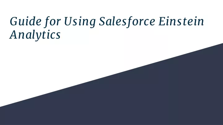 guide for using salesforce einstein analytics