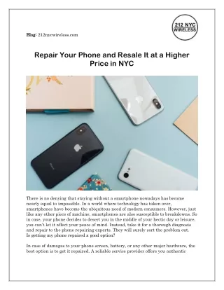 Repair Your Phone and Resale It at a Higher Price in NYC
