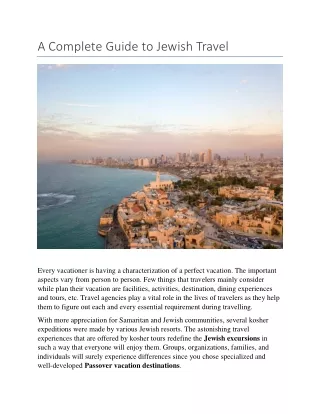 A Complete Guide to Jewish Travel