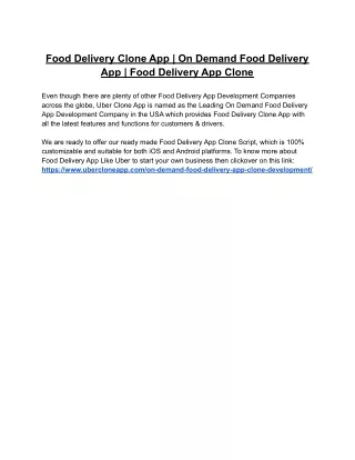 food delivery clone app on demand food delivery