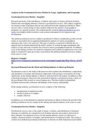 analysis on the geochemical services market