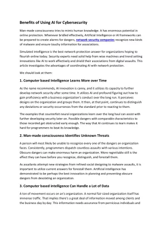 benefits of using ai for cybersecurity
