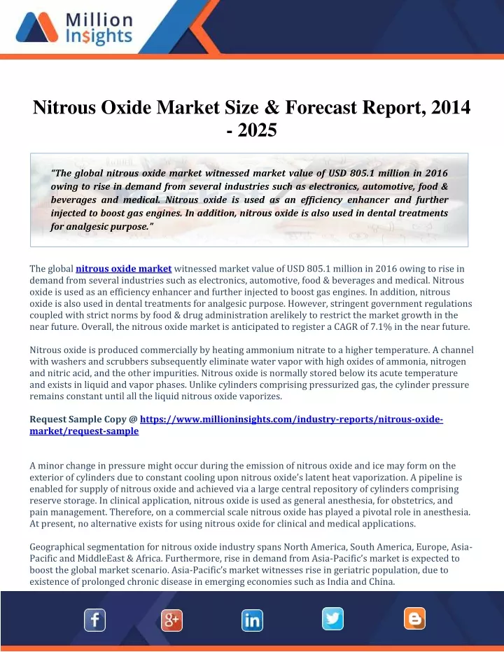 nitrous oxide market size forecast report 2014