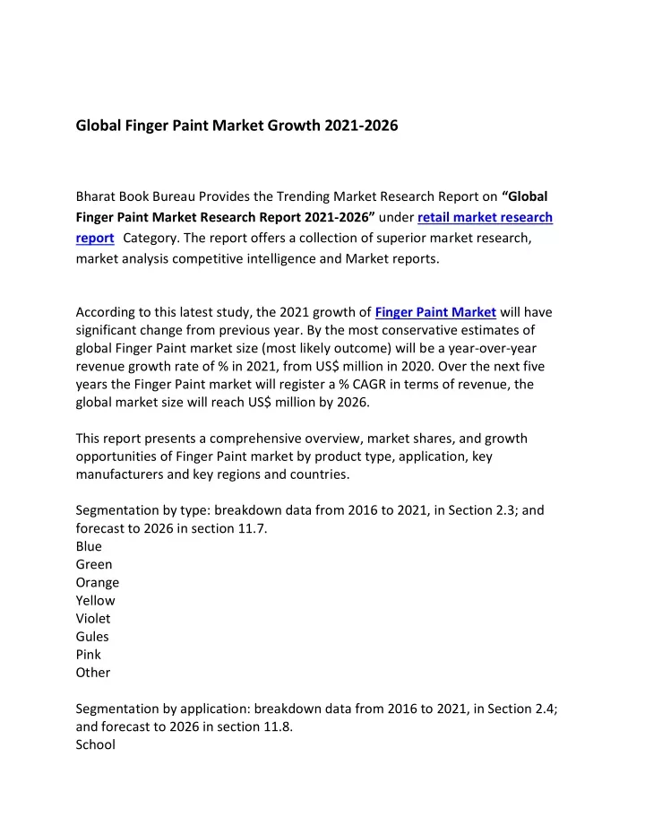 global finger paint market growth 2021 2026