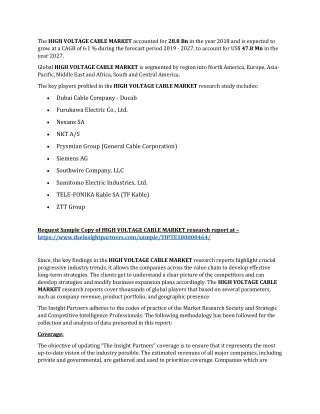 the high voltage cable market accounted