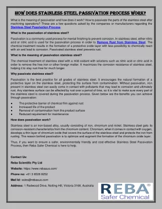 how does stainless steel passivation process work