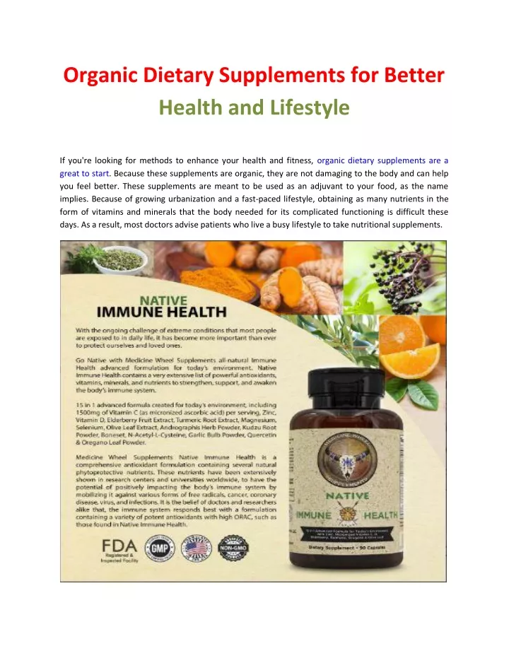 organic dietary supplements for better health