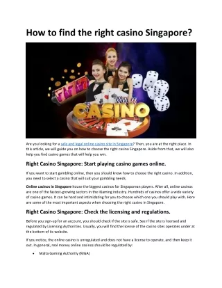 how to find the right casino singapore