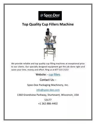 top quality cup fillers machine