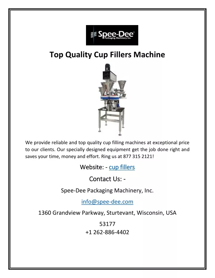 top quality cup fillers machine